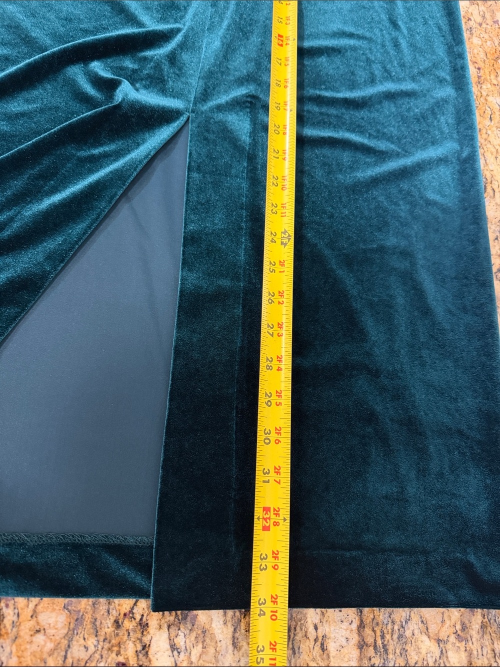 Alex Marie Green Velvet Maxi Skirt Back Slit Formal Evening Size 12 - Picture 8 of 8